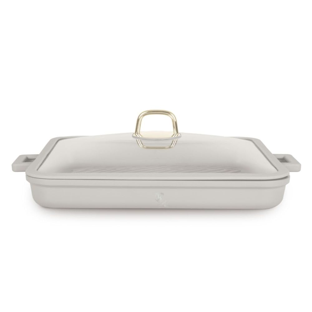 Berlinger Haus Bistecchiera con coperchio, rivestimento in titanio, 34 cm, collezione Sahara, antiaderente e alluminio pressofuso, adatta a induzione, manici resistenti al calore
