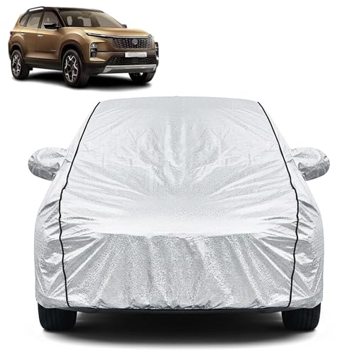 Image of Waterproof Car Cover for TATA Hexa | Dustproof, UV Resistant & Scratch Protection | Soft Cotton Lining | Triple Stitched | Mirror Pockets & Elastic Fit | Silver