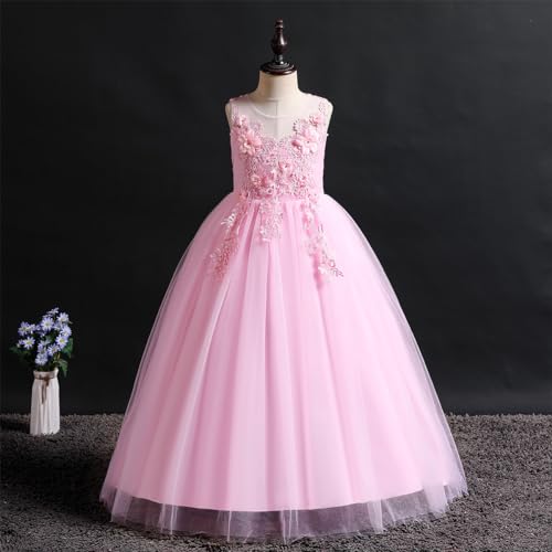Robe longue en tulle à fleurs pour le cortège de mariage fille - 3