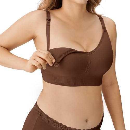 Image of HBselect Women Maternity Bras 5 Pack Nursing Bras for Breastfeeding Seamless Pregnancy Sleep Bralette with Extra Extenders