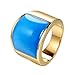 PMTIER Unisex Stainless Steel Cat's Eye Stone Opal Ring Silver