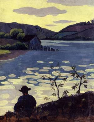 Peinture à l'huile Sérusier : Toile Fisherman on The Laita 1890, Tableau Art 20x24 Pouces