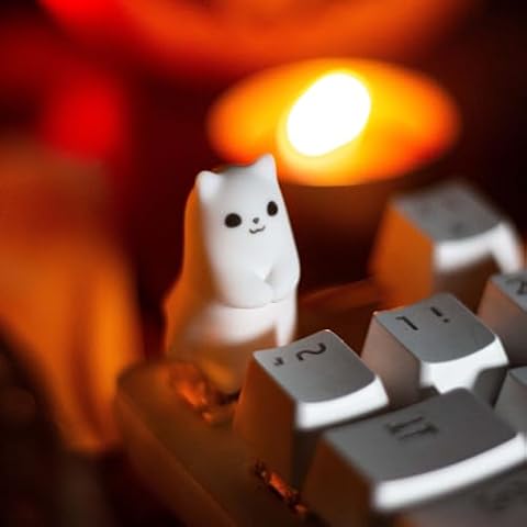REDQIN Artisan Keycaps - Cute Ghost keycaps Shine Through Keycaps Resin Keycaps Custom Keycaps Escape Handmade Keycap for Mechanical Keyboard Key Cap (Dignified Little Ghost, Opaque) Cover
