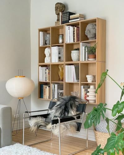 Nogy Noguchi Japanese Rice Paper Floor Lamp • 3000K Akari Standing Light for Living Room Bedroom, Modern Paper Lamp Design, Warm White Ambiance Lighting