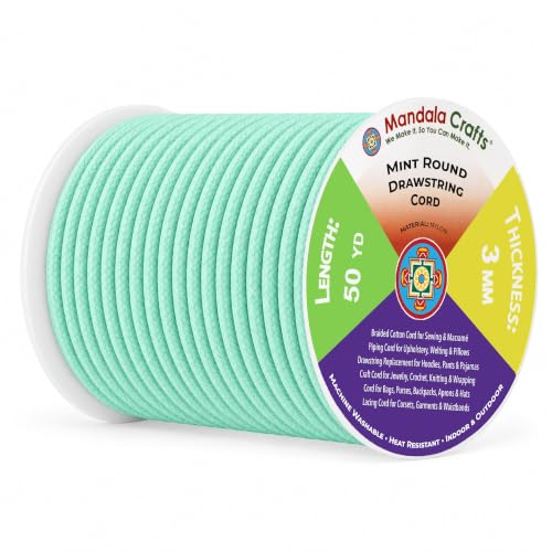 Mandala Crafts 3mm Mint Replacement Drawstring Cords Macrame Rope