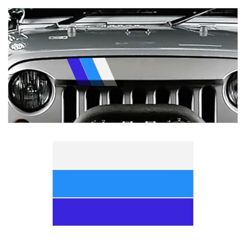Image of 10 Inch Classic Retro Style Tri-Color Stripe Sticker Decal, Car Exterior or Interior Accessories for Toyota Tacoma 4Runner Tundra, Decoration Grille Fender Hood Side Skirt Bumper Dashboard (Blue)