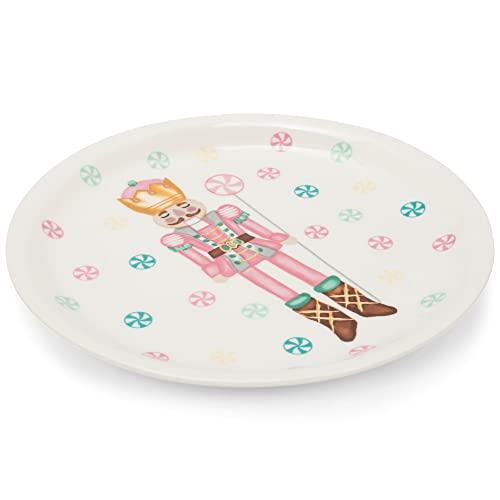 Mary Square Pink Nutcracker Candies 9 Inch Ceramic Christmas Serving Platter With Spreader #TOP3
