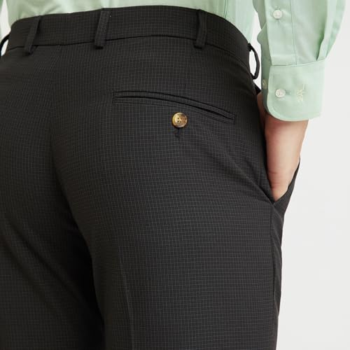 Image of Park Avenue Men's Regular Fit Mid Rise Checks Pattern Poly Viscose Blend Flat Front Formal Trouser