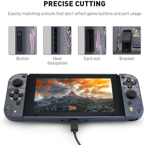 RHOTALL Hard Shell Compatible with Nintendo Switch for Legend of Zelda Style, Protective Case Set for Switch and Controller with 2 Screen Protector and 2 Theme Thumb Caps - Image 3
