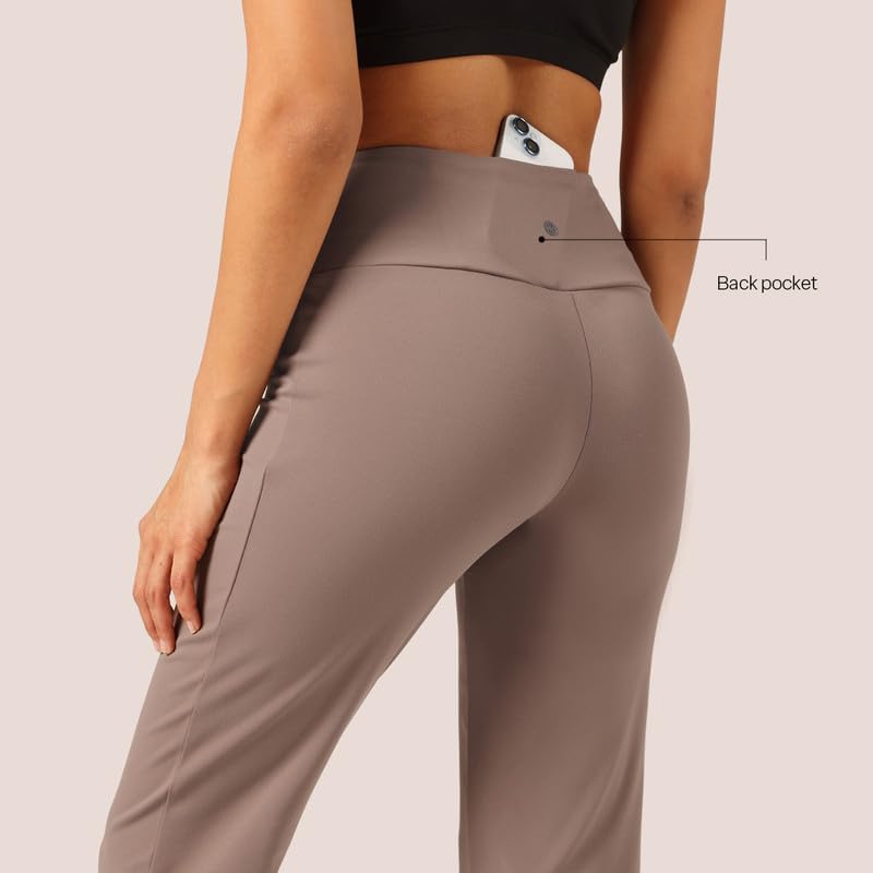 Image of BlissClub Women's Ultimate Straight Pants - Lite, High Waist Formal Trousers with Wide Waistband, Tall (for Women Above 5'5 ft)