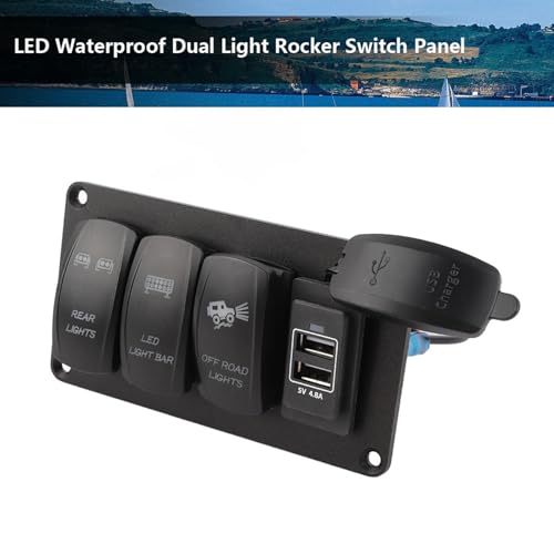Material ABS duradero para interruptor de luz dual náutico y automoción 2