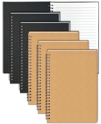 Bloc-notes pour l'école carnet à spirales A5 lot de 6 et journal ligné couverture souple