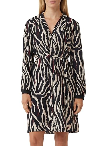Comma Kurzes Hemdblusenkleid mit Animal-Print und Bindegürtel