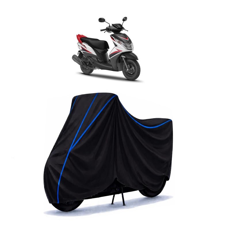 Image of Scooty Cover Water Resistant for Ray Z | Universal Scooter & Bike Cover | Heavy Duty UV Protection | Dust, Rain & Scratch Protection | Elastic Fit All Weather Indoor Outdoor | Black with Blue Piping