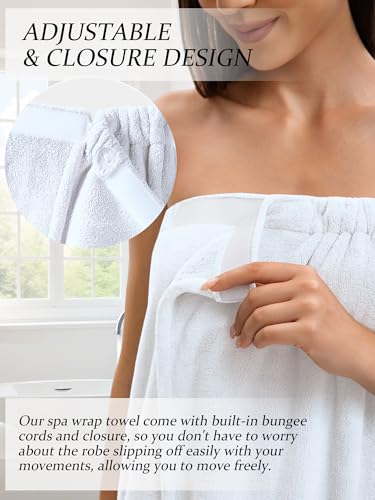 Image of Towel Wrap For Women After Shower,Plush Bath Robe Female,Sauna Spa Wrap Around Towels With Pockets