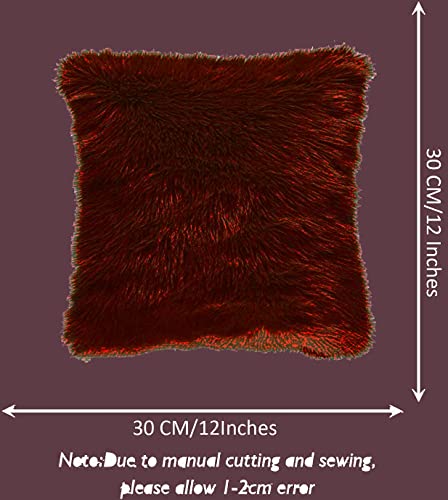 Image of Fur Cushion Pillow Cover for Set of 2 Pillow - 13x13 Inches (Coffee)