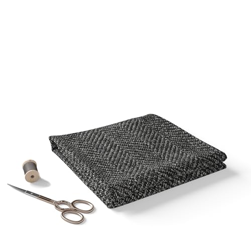 Image of BIGREAMS Unstitched Black Grey Herringbone Wool Blazer Yarn-Dyed Fabric for Three Piece Suit | 58 inch Wide, Wrinkle Free, Best for Coat Pant, Nehru Jacket,Free Size (5 Meter for AS Per Your Use)