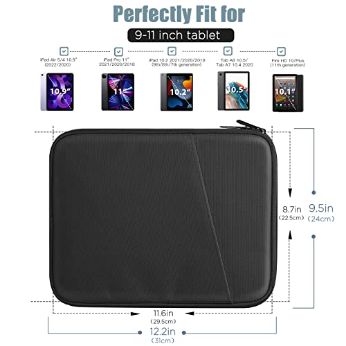 TiMOVO 9-11" Tablet Sleeve Bag for iPad 11-inch A16 2025, iPad 10.9"/10.2", A-Black, 9-11 Inch - Image 2