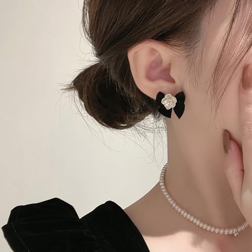 Kokoma Camellia Bow Knot Earrings for Women Girls Elegant Bow Ribbon Butterfly Knot Stud Earrings Wedding Statement Flower Dainty Ear Jewelry2