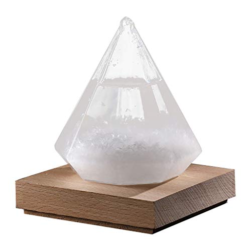 Großes Diamant Sturmglas Wettervorhersagegerät (12 x 10,5 cm) Dekorativer Glasbarometer für Zuhause Eleganter Wetteranzeiger mit 50 ml Flüssigkeit Funktionale und ästhetische Dekoration