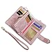 TOPKULL Bifold Small Rfid Soft Leather Ladies Trifold Wallets Billfolds Mini Wristlet Clutch Cute Zipper Coin Purse with Wrist Strap (Pink)