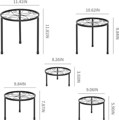 Miniatura 6 de Ziwijity Juego De 5 Soportes Para Flores De Metal, Soporte Para Plantas De Interior Y Exterior, Soporte Para Macetas Para Escaleras De Plantas, Soporte De Hierro Antioxidante Para Decoración De Casa Y