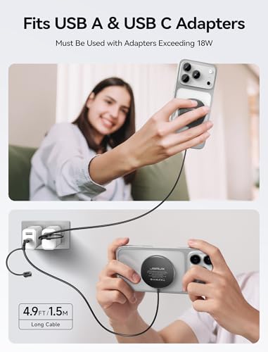 Image of Magnetic Wireless Charger, JSAUX Magnet Wireless Charging Pad Compatible with iPhone 13 /13 Pro /13 Pro Max /13 Mini, 12 /12 Pro /12 Pro Max /12 Mini, AirPods 3 2 Pro, Mag-Safe Charger, Mag Charger-Black