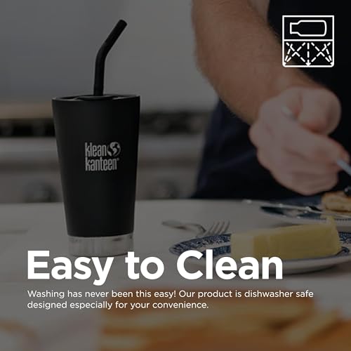Klean Kanteen Unisex - Adult Straw Bottle, Black, One Size