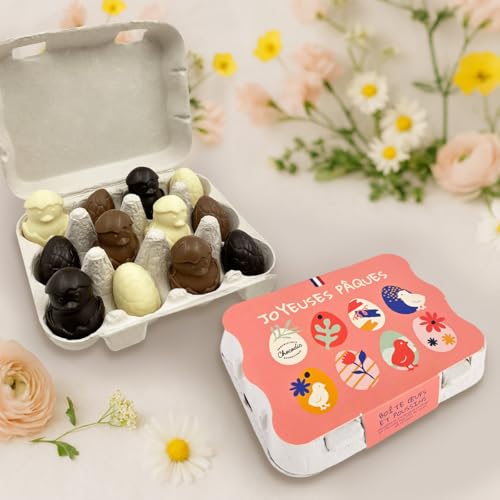 COFFRET BOITE OEUFS EN CHOCOLAT - CHOCOLAT DE PAQUES - GOURMANDISES DE PAQUES - 12 OEUFS EN CHOCOLAT