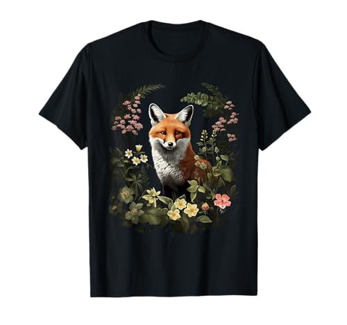 Cottagecore Aesthetic Floral Fox À L'intérieur Des Fleurs T-Shirt