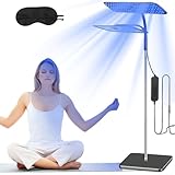 Kensbro Bräunungslampe, 25W Blaues Licht Solarium für Zuhause mit Versenkbarem Sockel, 360 ° Rotation GesichtsbräUner Gerät mit Solarium Brille, 126 PCS 850NM+660NM Gesichtssolarium für Zuhause