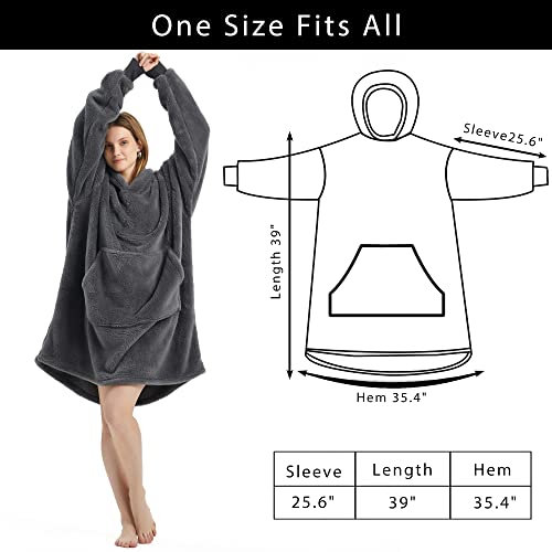 Oversized Blanket Hoodie Wearable Blanket Ultra Soft Fuzzy Hooded Blanket Light Grey Sweatshirt Blanket Plush Giant Weighted Hoodie Blanket For Adult #TOP3