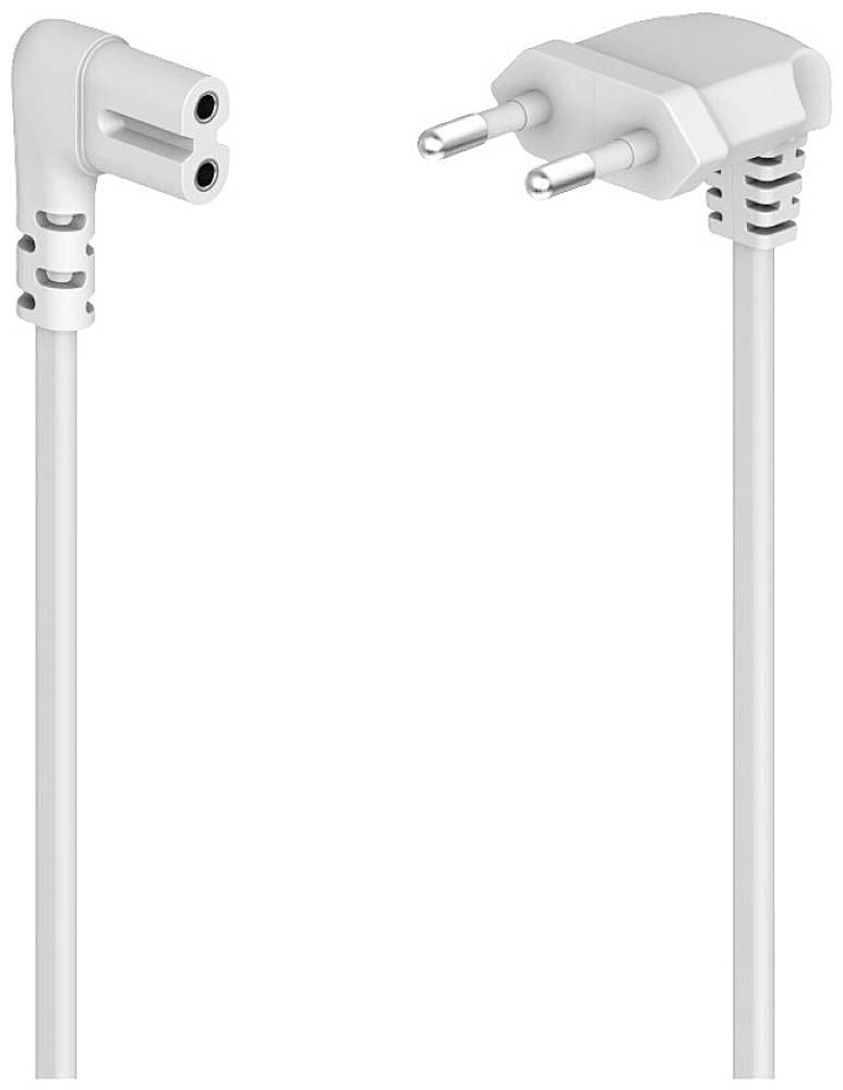 Hama Netzkabel abgewinkelt, 2-polig, Eurostecker, 3 m, Doppelnut/C7, weiß