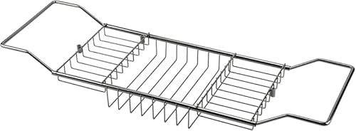 AZIEBAY バスタブ棚 ステンレス製 バスタブトレイ 折りたたみ式 バスルーム収納 多機能 滑り止めスマホホルダー付き バス用品整理用