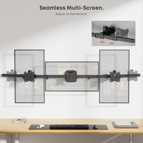Soporte de pared para 3 monitores PUTORSEN brazo triple 17-27 pulgadas 3