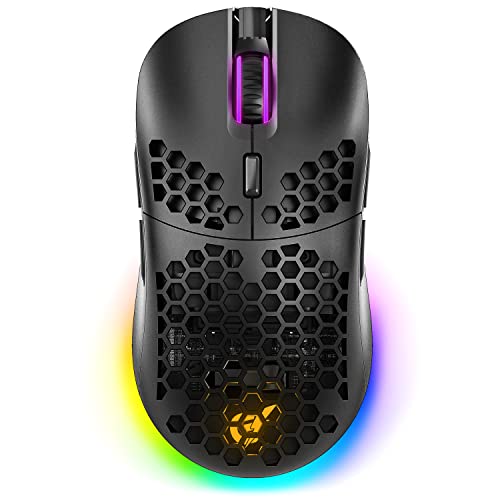 Gunmjo Gram DIY Honeycomb Shell 2.4G Wireless RGB Gaming Mouse, Gaming Wireless Mouse with 9 Buttons and Up to 10,000 DPI, Computer Mice for PC Gaming, Black Color Gunmjo Gram DIY Honeycomb Shell 2.4G Wireless RGB Gaming Mouse, Gaming Wireless Mouse with 9 Buttons and Up to 10,000 DPI, Computer Mice for PC Gaming, Black Color