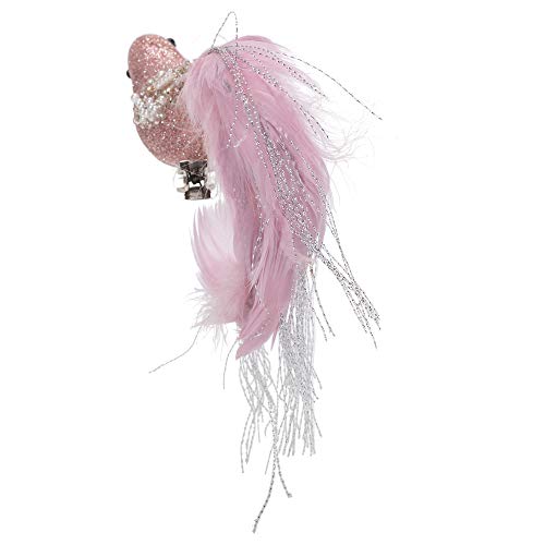 Kurt Adler D3887 Beaded Feather Pink Bird Clip-On Ornament, 6-Inch Length, Feather And Plastic #TOP3