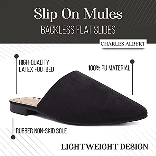 Charles Albert Ultra Comfy Slip On Mules For Women, Fabulous Backless Slides Made With 100% Vegan Material, Black, 6 #TOP1