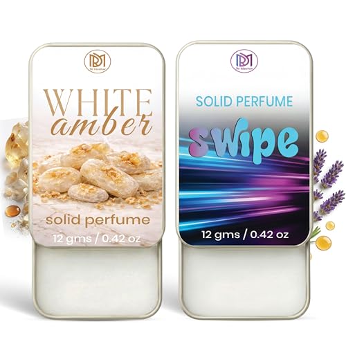 Image of Dr.Mashur Solid Perfume |Swipe&White amber Alcohol Free Wax Perfume Balm, Long Lasting | Pocket Tin 12g, Pack Of 2| Non Greasy Smooth Glide, Travel Friendly Men And Women