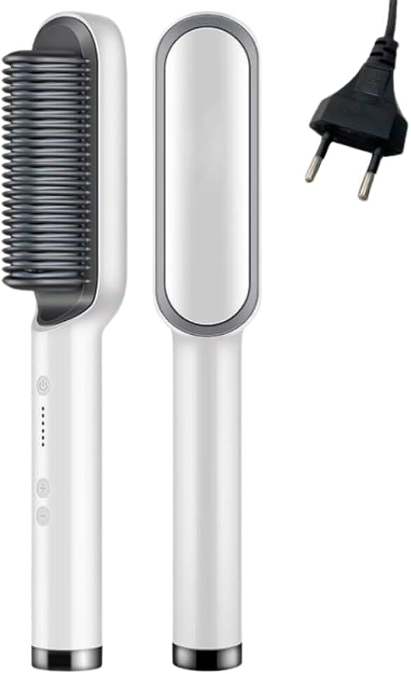 Escova Alisadora Anion Hair 3 em 1-110/220 - Alisa, Seca e Hidrata Cabelos - Ideal Para Todos Os Tipos De Fios (Branco)
