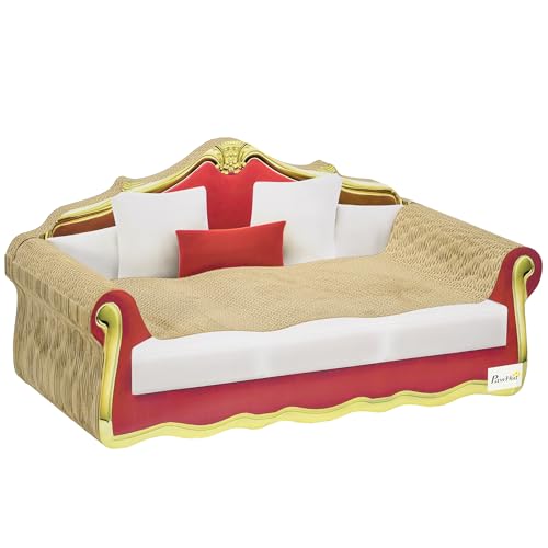 PawHut Katzenkratzbrett, Karton Lounge Sofa mit Katzenminze, 58 x 29,5 x 29 cm