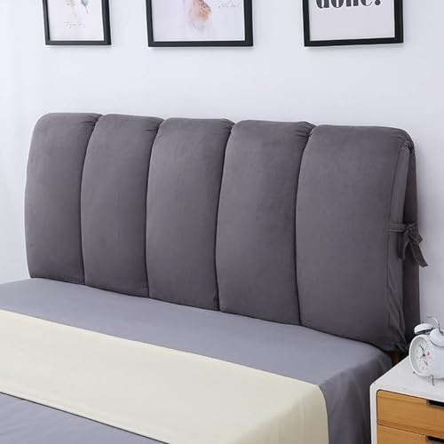 Funda acolchada de terciopelo para cabecero de cama de matrimonio o individual, color gris, 120 x 50 cm, funda protectora para cabecero de cabecera de cuero/madera/hierro
