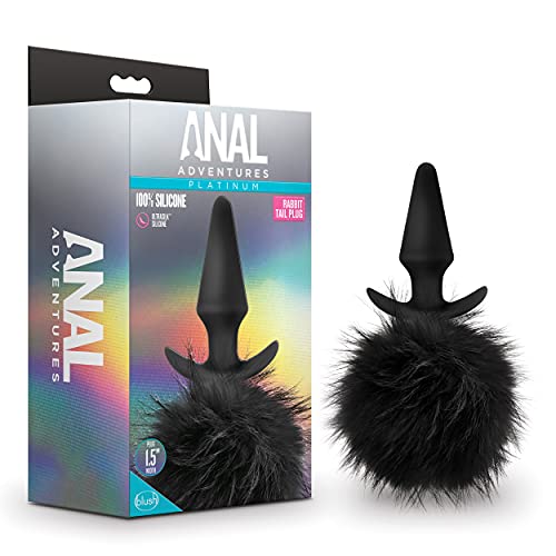 Plug anal rabbit tail noir Blush taille unique avec fausse fourrure douce