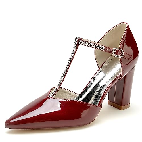 Escarpins T-Sangle à Talon Bloc pour Femme - Chaussures de Mariage Confortables d'Été
