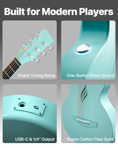 Image of Enya NOVA GO SP1 Carbon Fiber Travel Guitar - 35 inch Acoustic Electric with Smart AcousticPlus Technology, Built-in Effects, USB Recording, Bluetooth Speaker, Beginner Bundle with Gig Bag & Accessories