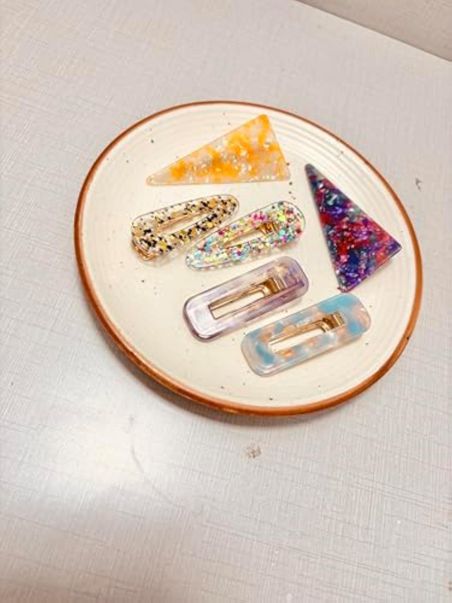 Decorative Hair Clips Set, Resin Triangle Barrettes