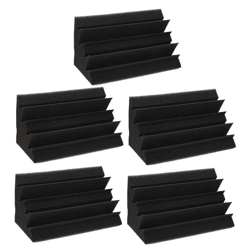 5個 吸音綿 音響壁タイル コーナー台形消音タイル 低音ト 防音ブロック 防炎バスト 音響発泡タイル 消音フォーム 吸音フォーム 消炎パッド ポリウレタン Black NOLITOY