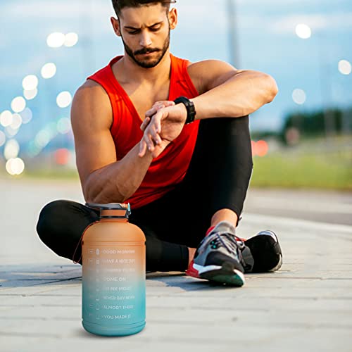 fantaxi Garrafa de água de 1 galão com marcador de tempo BPA FREE 3.78L Garrafa esportiva com palha