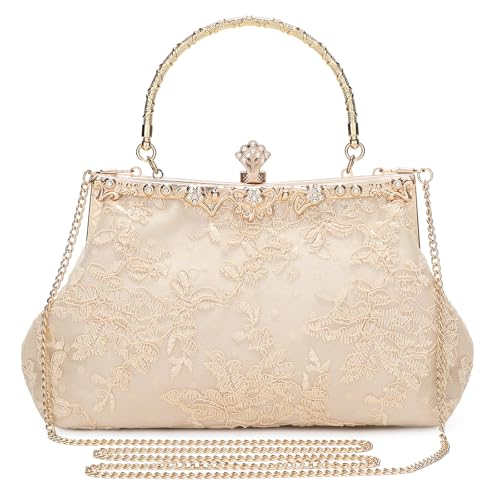 Image of BAIGIO 1920s Vintage Beaded Clutch Champagne Evening Bags for Women Formal Bridal Wedding Clutch Purse Prom Cocktail