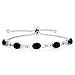 Gem Stone King 925 Sterling Silver Black Onyx and Lab Grown Diamond Adjustable Tennis Bracelet, 4.00 Ctw, 7X5MM Oval Gemstone